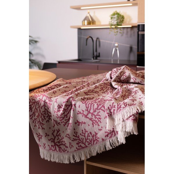 Tumeroosa ruuduline puuvillane suvi , 140 x 180 cm Coral - Euromant-image-1