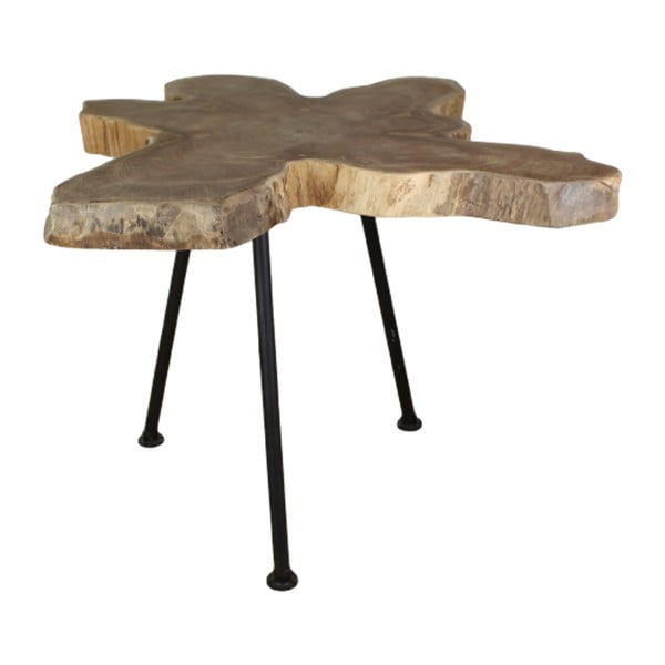 Odkládací stolek s deskou z neopracovaného teakového dřeva HSM collection Doff, ⌀ 50 cm