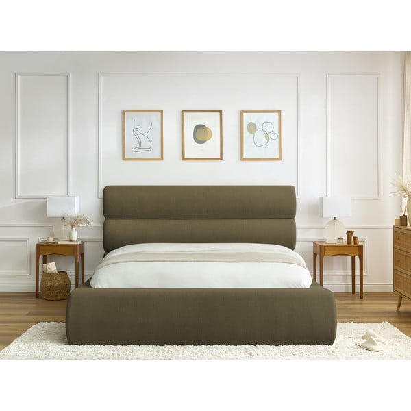 Tumeroheline polsterdatud kaheinimesevoodi koos voodipõhjaga 160x200 cm Jagna - Bobochic Paris-image-4