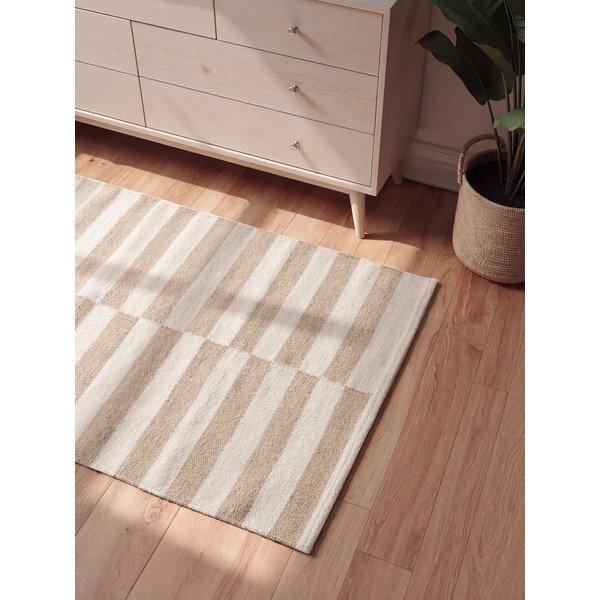 Valge/helepruun kahepoolne/käsitsi kootud villavaip 80x150 cm Vika - Hanse Home-image-2
