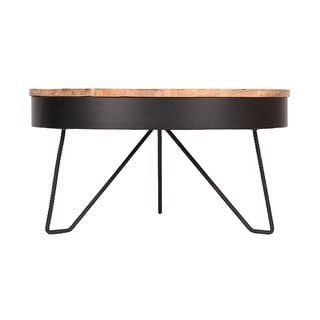 Must kohvilaud mangopuidust lauaplaadiga , ⌀ 80 cm Saran - LABEL51