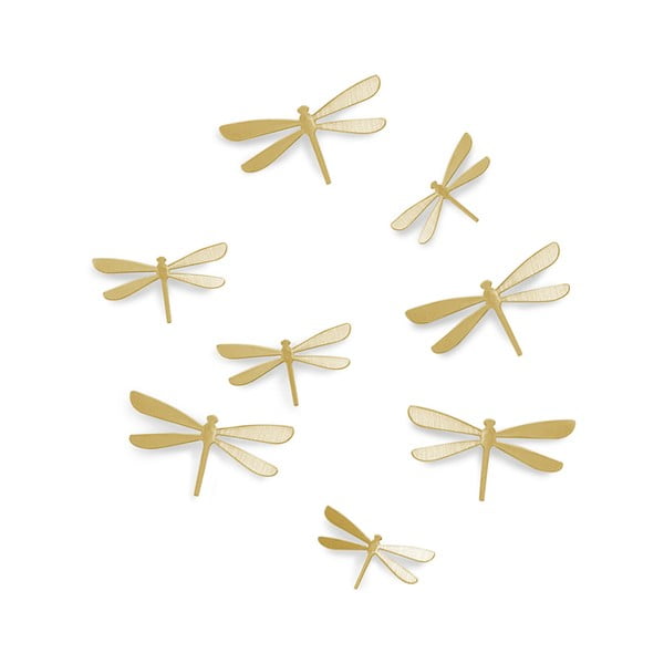 Komplekt 8 kuldset seinakleebist Dragonfly - Umbra