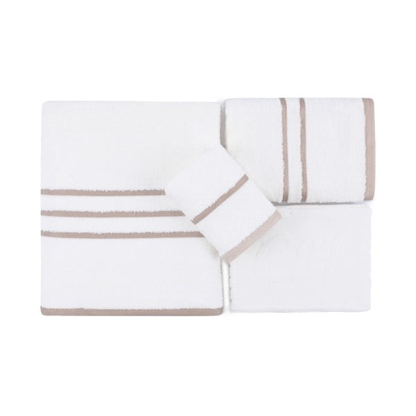 Valged puuvillased rätikud ja saunalinad 4tk komplektis Linda - Foutastic-image-3