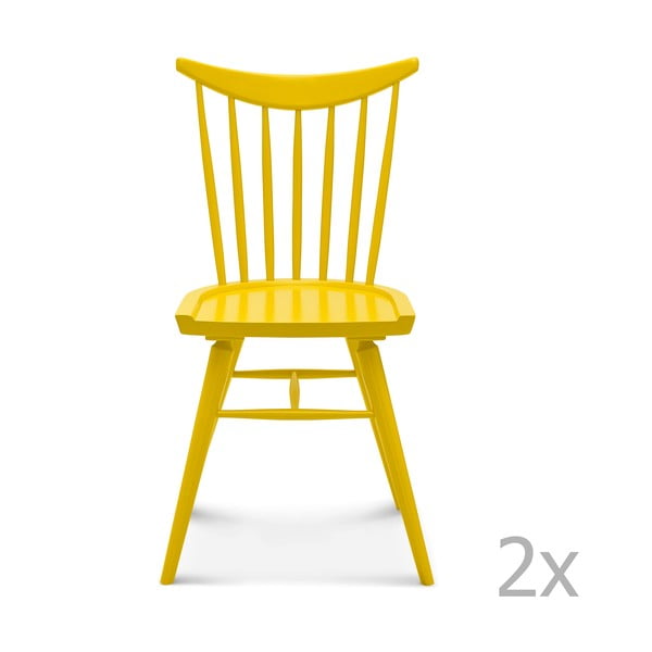 Sada 2 žlutých dřevěných židlí Fameg Anton