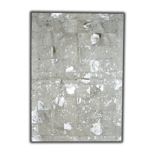 Kožený koberec s detaily ve stříbrné barvě Pipsa Dicecio, 180 x 120 cm