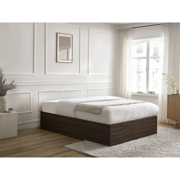 Tumepruun kaheinimesevoodi puitlaastplaadist, kasepuust dekoratsiooniga, panipaigaga/ilma peatsita, liistudest raamiga 140x190 cm Mara - Bobochic Paris-image-1
