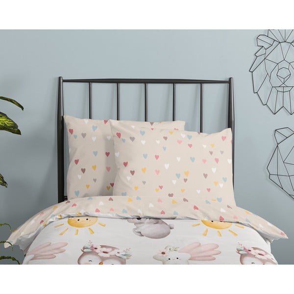 Pruun-beež puuvillane laste voodipesu üheinimesevoodile 140x200 cm Hugs - Good Morning-image-2