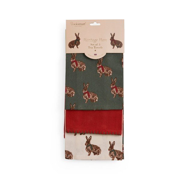 Köögirätikud komplektis 3 tükki 45x65 cm Heritage Hare - Cooksmart ®