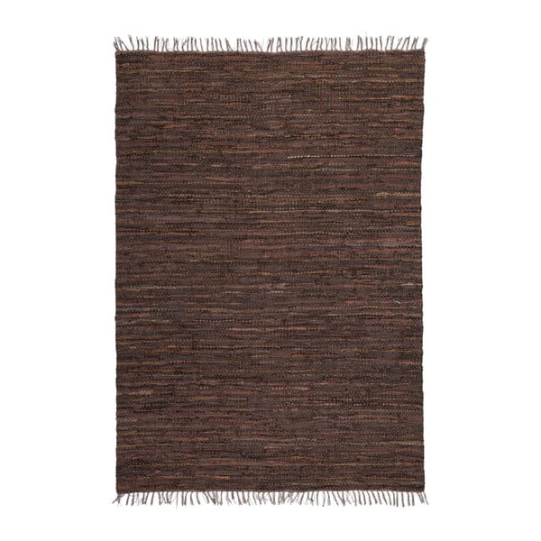 Hnědý kožený koberec Kayoom Rajpur, 70x130cm