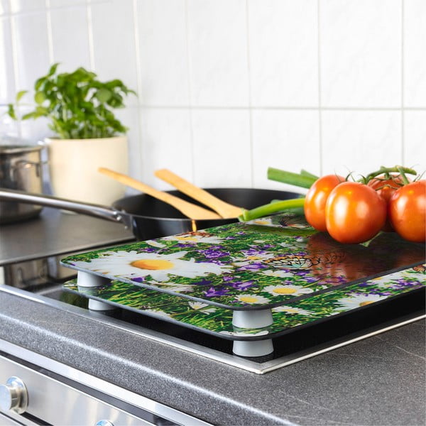 Karastatud klaasist pliidikatted 2tk komplektis 52x30 cm Summer Meadow - Maximex-image-1
