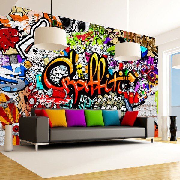 Suureformaadiline tapeet Bimago , 400 x 280 cm Colourful Graffiti - Artgeist-image-1