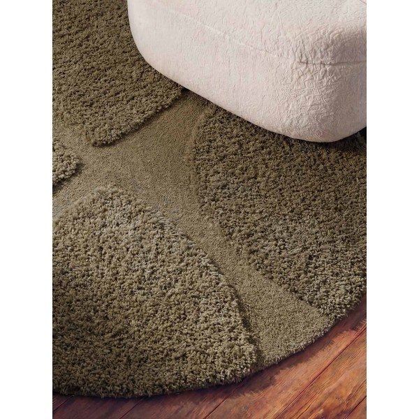 Khaki värvi käsitsi kootud ümmargune vaip ø 200 cm Lambeth Jasper - Ted Baker-image-3