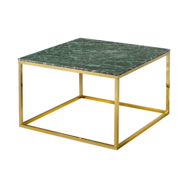 Konferenční stolek s podnožím ve zlaté barvě a zelenou mramorovou deskou RGE Accent