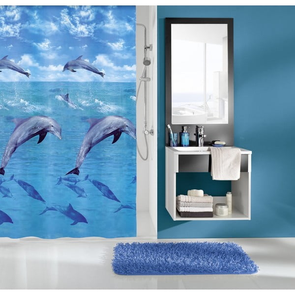 Sprchový závěs Delfin Blue, 180x200 cm
