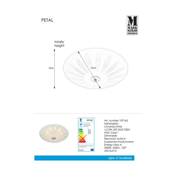 Valge LED laevalgusti Petal, ø 35 cm - Markslöjd-image-1