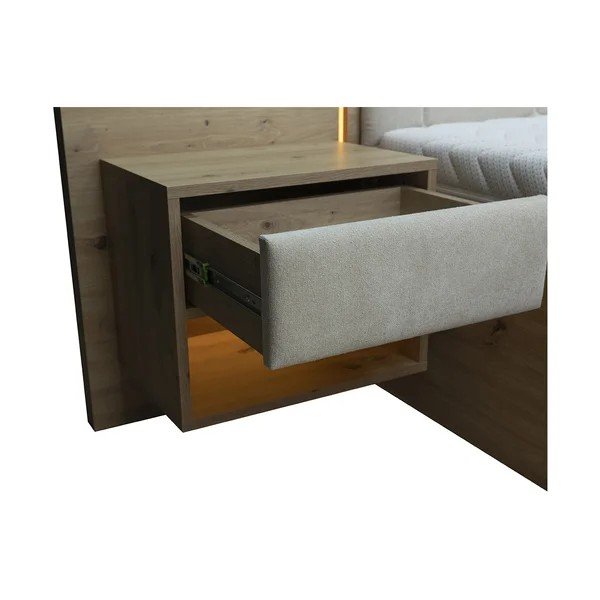 Beež polsterdatud/puitlaastplaadist kaheinimesevoodi panipaigaga ja liistudest raamiga 180x200 cm Palmeraie - Bobochic Paris-image-4