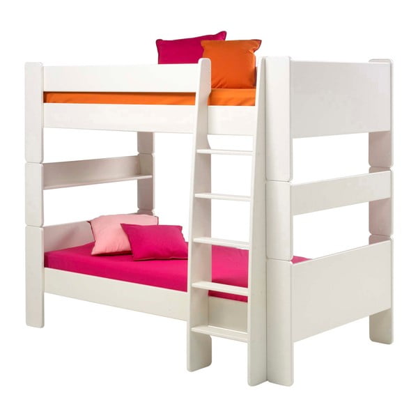 Bílá dřevěná patrová postel 13Casa Kids, 90 x 200 cm