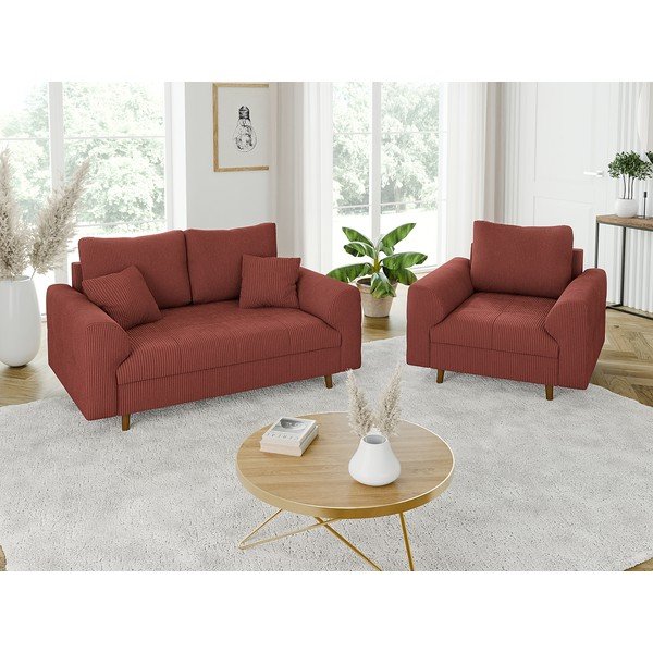 Tellisevärvi velvetist diivan 150 cm Ariella – Ropez-image-4