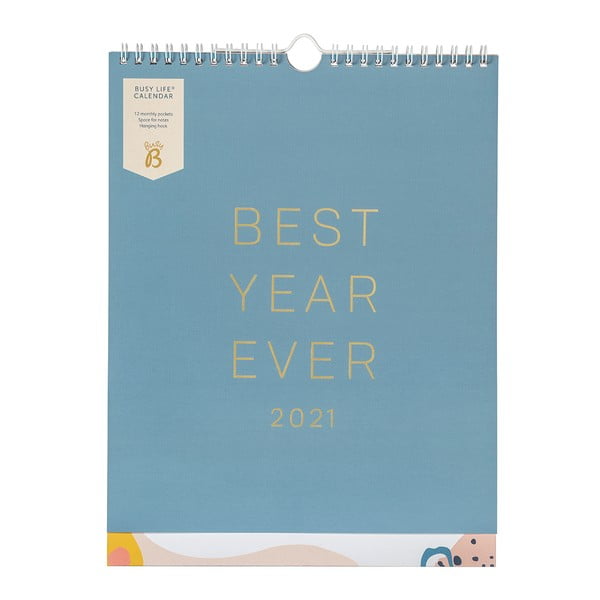 Nástěnný modrý kalendář Busy B, 13 stran