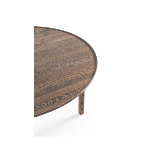 Pruun tammepuidust ümmargune diivanilaud ø 100 cm Mu - Gazzda-image-2