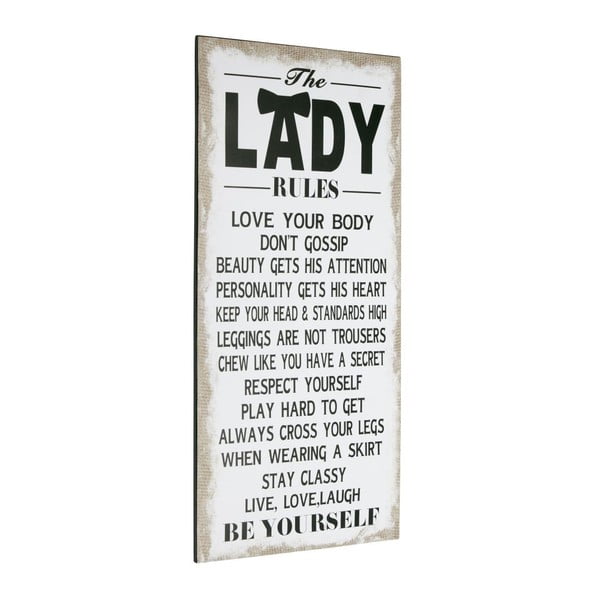 Cedule Lady rules, 60x30 cm