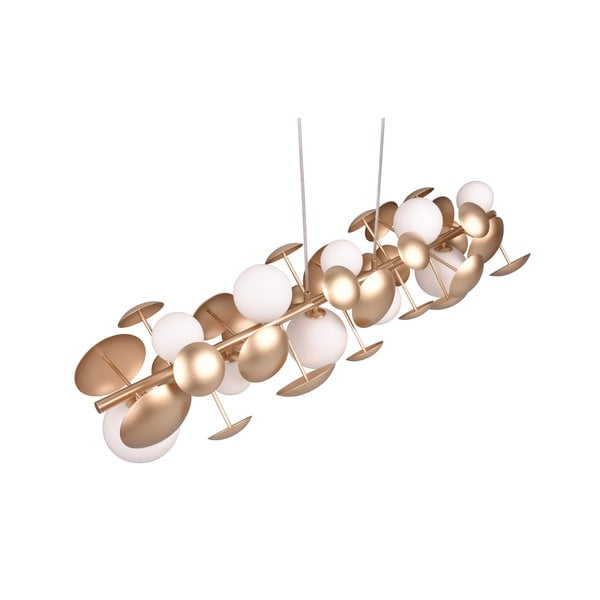 Kuldne-valge rippvalgusti klaasist varjuga Bubble - Trio Select-image-4