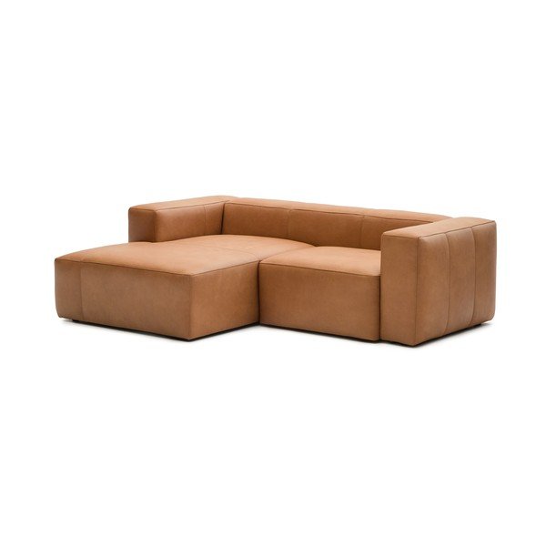 Pruun nahkdiivan (vasak nurk/diivanvoodiga) Blok - Kave Home-image-1