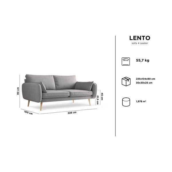 Beež diivan , 228 cm Lento - Kooko Home-image-4