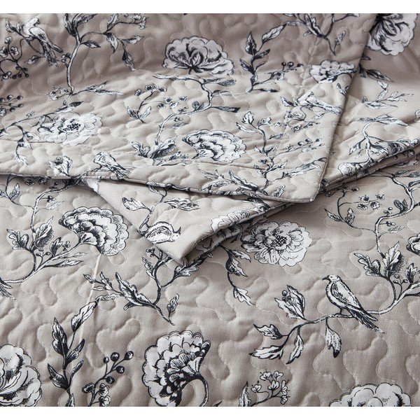 Hnědý přehoz z mikroperkálu se dvěma povlaky na polštář Sleeptime Classic Flower, 180 x 250 cm-image-3