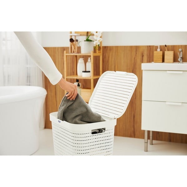 Valge plastikust pesukorv 55 l Country - Rotho-image-2