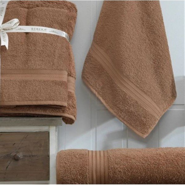 Pruunid puuvillased rätikud ja saunalinad 2tk komplektis - Mila Home-image-1