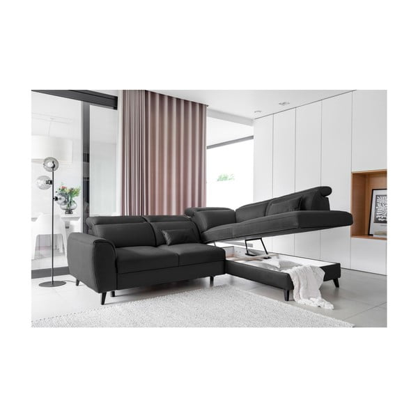 Tumehall sametist lahtikäiv/sahtliga nurgadiivan (parem nurk/L-kujuline) Noble – ELTAP-image-3