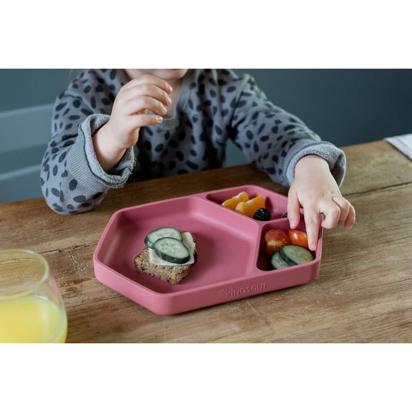 Punane silikoonist beebi taldrik 16x25 cm – Kindsgut-image-4