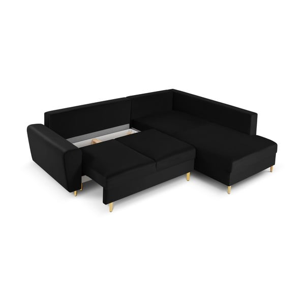 Must sametist panipaigaga nurgadiivanvoodi (parem nurk/"L"-kujuline) Kyoto - Cosmopolitan Design-image-3