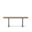 Pruun söögilaud pähklipuu dekooriga 100x200 cm Litto - Kave Home