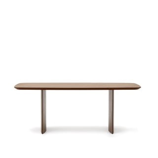 Pruun söögilaud pähklipuu dekooriga 100x200 cm Litto - Kave Home