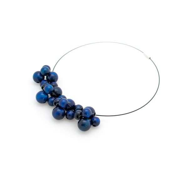 Modrý dřevěný náhrdelník Ko–ra–le Bubbles