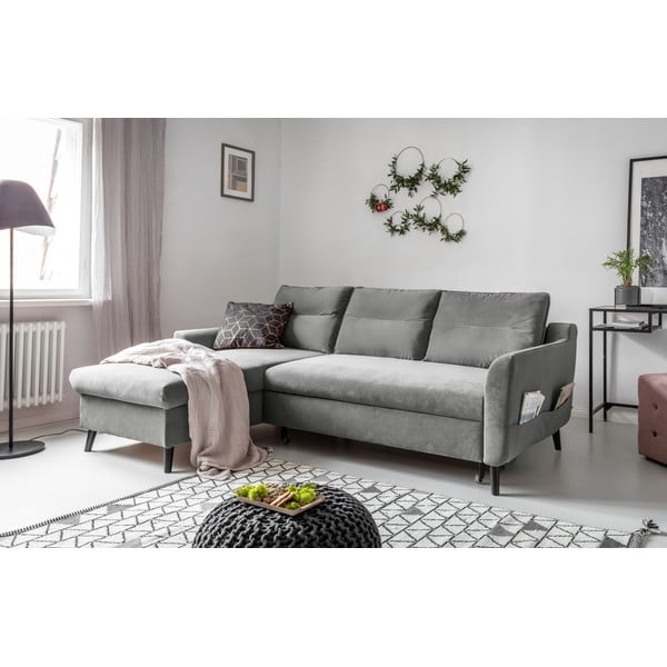 Helehall sametist nurgadiivan, vasakpoolne nurgas Stylish Stan - Miuform-image-3