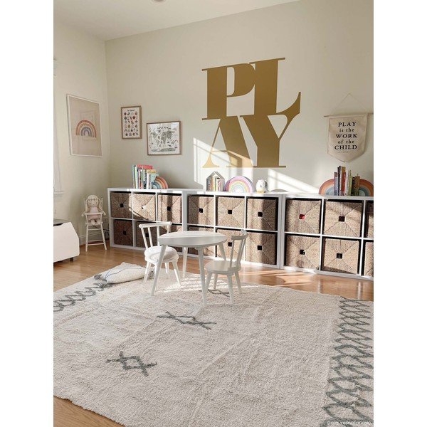 Sinine-kreem pestav käsitsi kootud puuvillane vaip 170x240 cm Atlas Natural - Lorena Canals-image-1