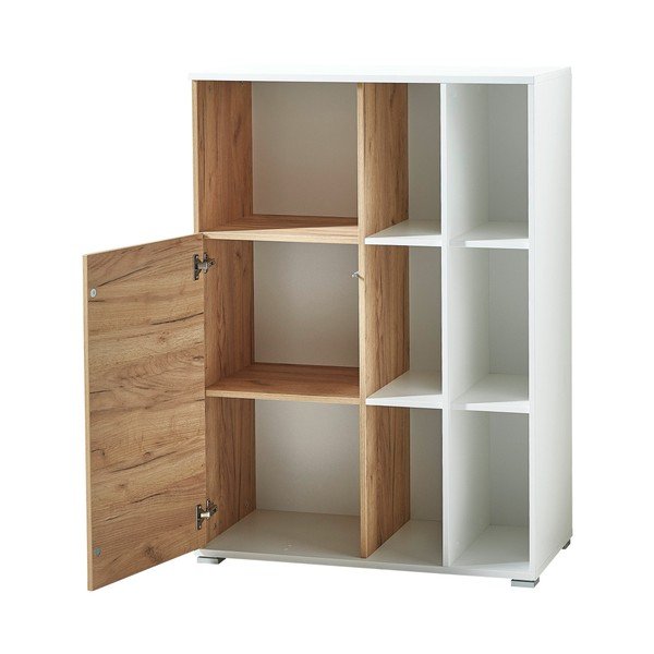 Valge raamaturiiul tammepuust 85x120 cm Lioni - Germania-image-3