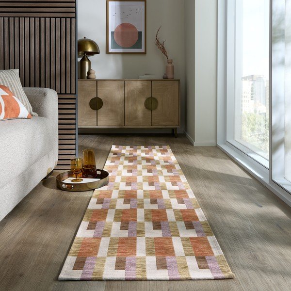 Oranž koridorivaip 60x230 cm Riley Block Geo - Flair Rugs-image-1
