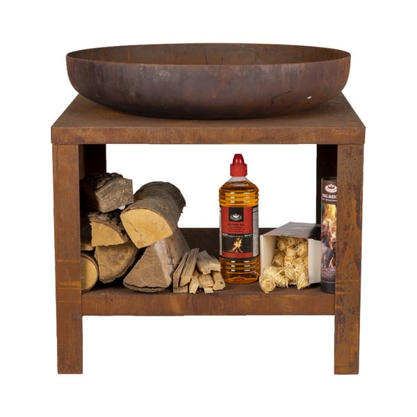 Roostetunud dekooriga puidutaldrikuga kamin - Esschert Design-image-2