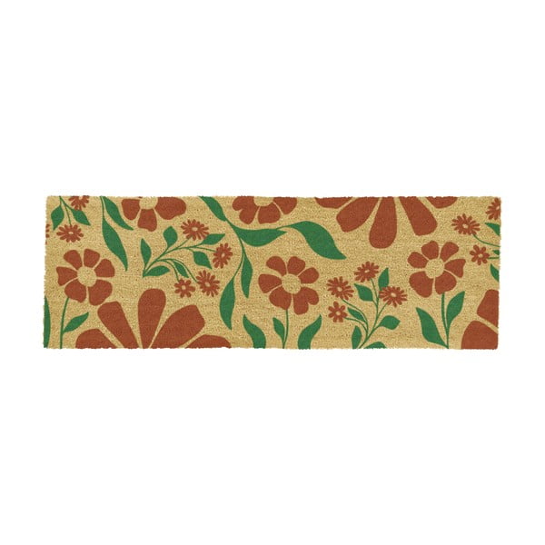 Kookoskiududest uksematt 40x120 cm Red & Green Floral - Artsy Doormats