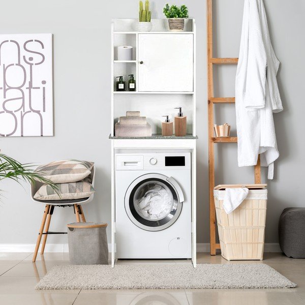 Valge kõrge vannitoakapp  58x173 cm Laundry – Tomasucci-image-1