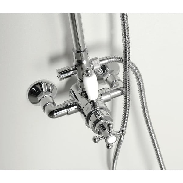Läikiv hõbedane messingist dušikomplekt termostaatilise segistiga 142 cm Antea - Sapho-image-2