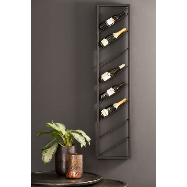 Must metallist seinale paigaldatav veiniriiul, pudelite arv 8tk 36x160x6 cm Malbeo - Light & Living-image-1