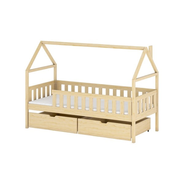 Domečková dětská postel z borovicového dřeva s úložným prostorem 80x200 cm Domi - Lano Meble