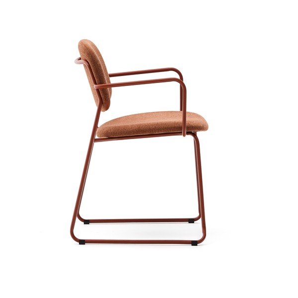 Terrakottapunane metallist söögitool käetugedega Meli - Kave Home-image-3