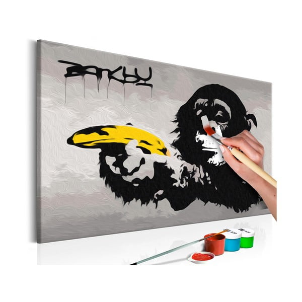 DIY set na tvorbu vlastního obrazu na plátně Artgeist Banksy Street Art, 60 x 40 cm