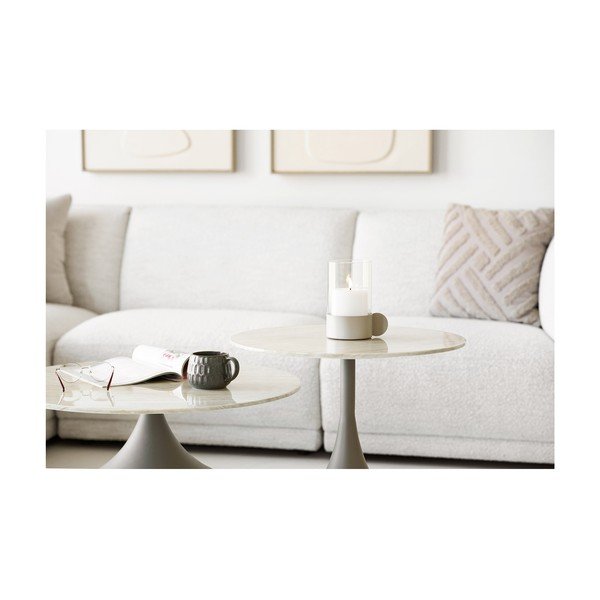 Khaki värvi ümmargune kohvilaud klaasist pealispinnaga, ø 70 cm Pienza - House Nordic-image-2